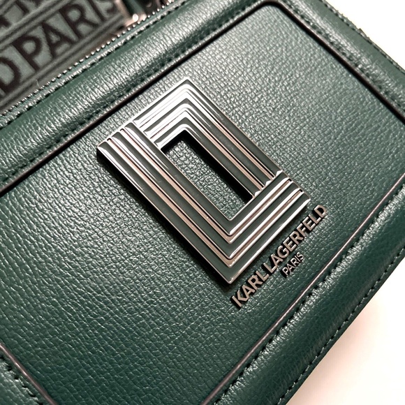 KARL LAGERFELD Simone Green Camera Bag Top Handle Crossbody $230 NWT + Dust Bag - Picture 3 of 9